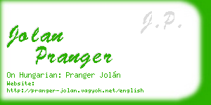 jolan pranger business card